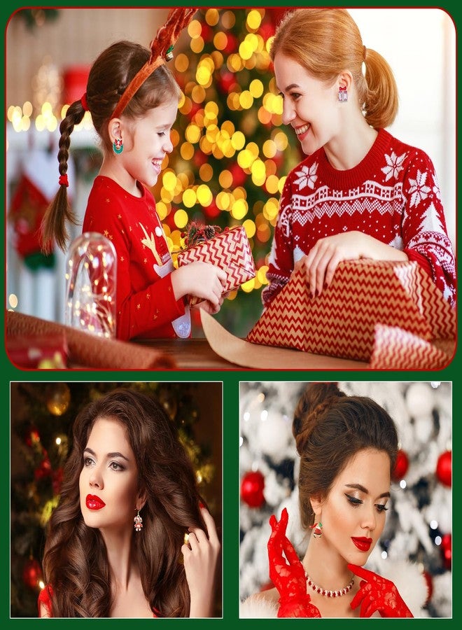 LUYI 18 Pairs Christmas Earrings for Women Xmas Holiday Stud Earrings Bulk Christmas Gift Tree Snowflake Bow Earrings for Chritmas Party Jewelry - Image 4